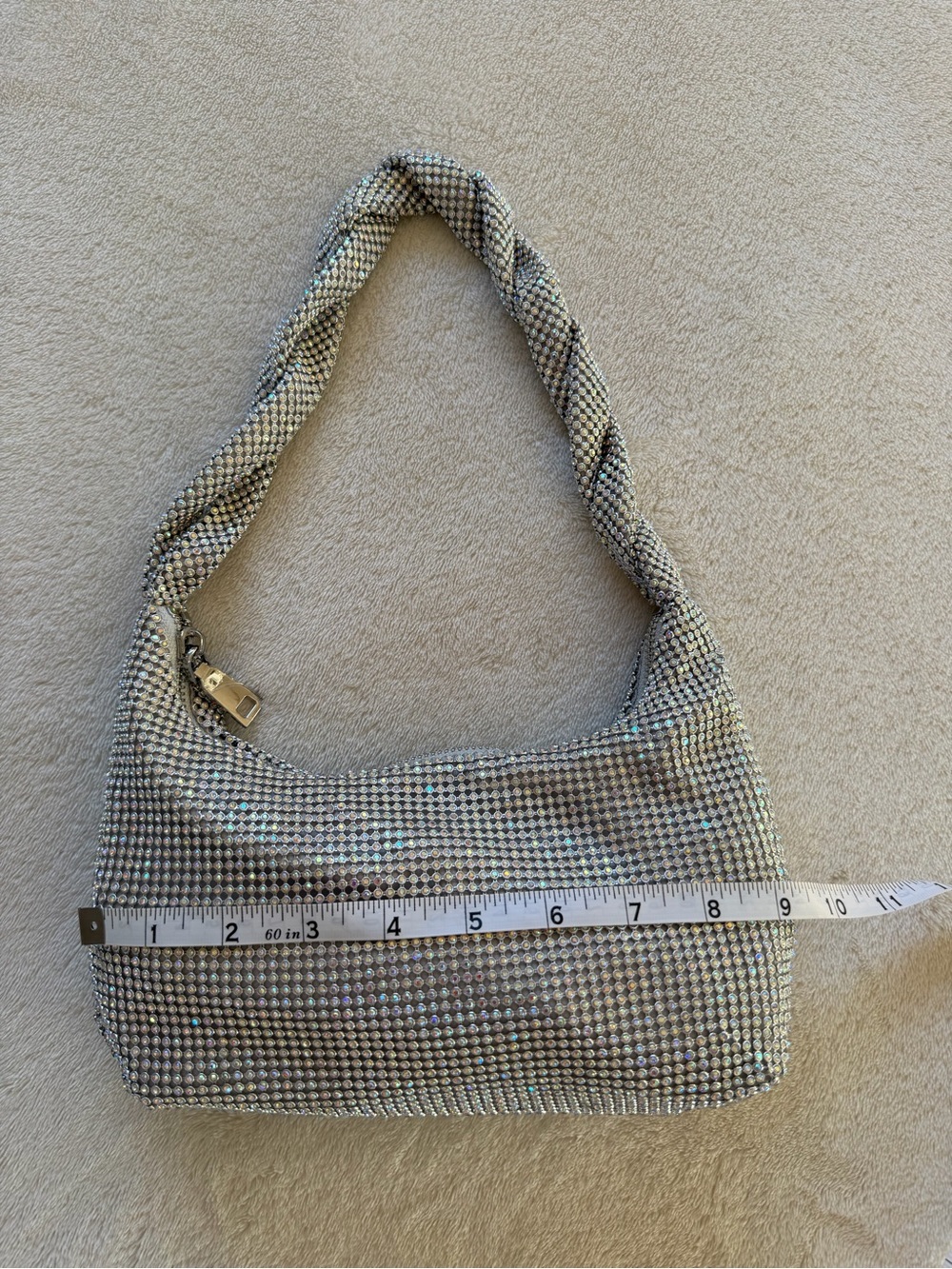 Silver Crystal-Embellished Women's Shoulder Bag - Picture 5 of 8